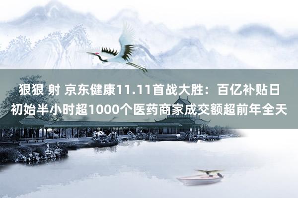 狠狠 射 京东健康11.11首战大胜：百亿补贴日初始半小时超1000个医药商家成交额超前年全天